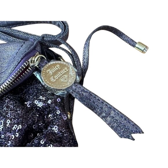 Juicy Couture Sequined Crossbody Handbag Gorgeous Purple Denim Look - Picture 4 of 13